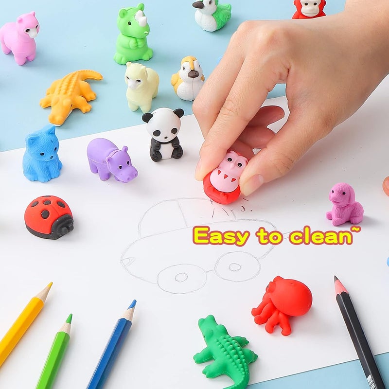 Kleeblatt 40Pcs Animal Erasers Desk Pets for Kids Assembled Eraser 3D Puzzle Erasers Classroom Prizes,Class Pets,Party Favors - Image 2